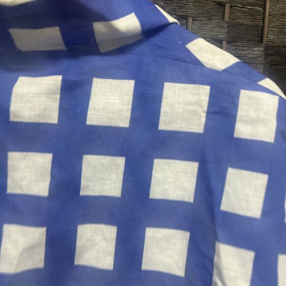 Brooke Wright Tuckernuck Blue Square Print Kimono Style Top One Size - Picture 6 of 7